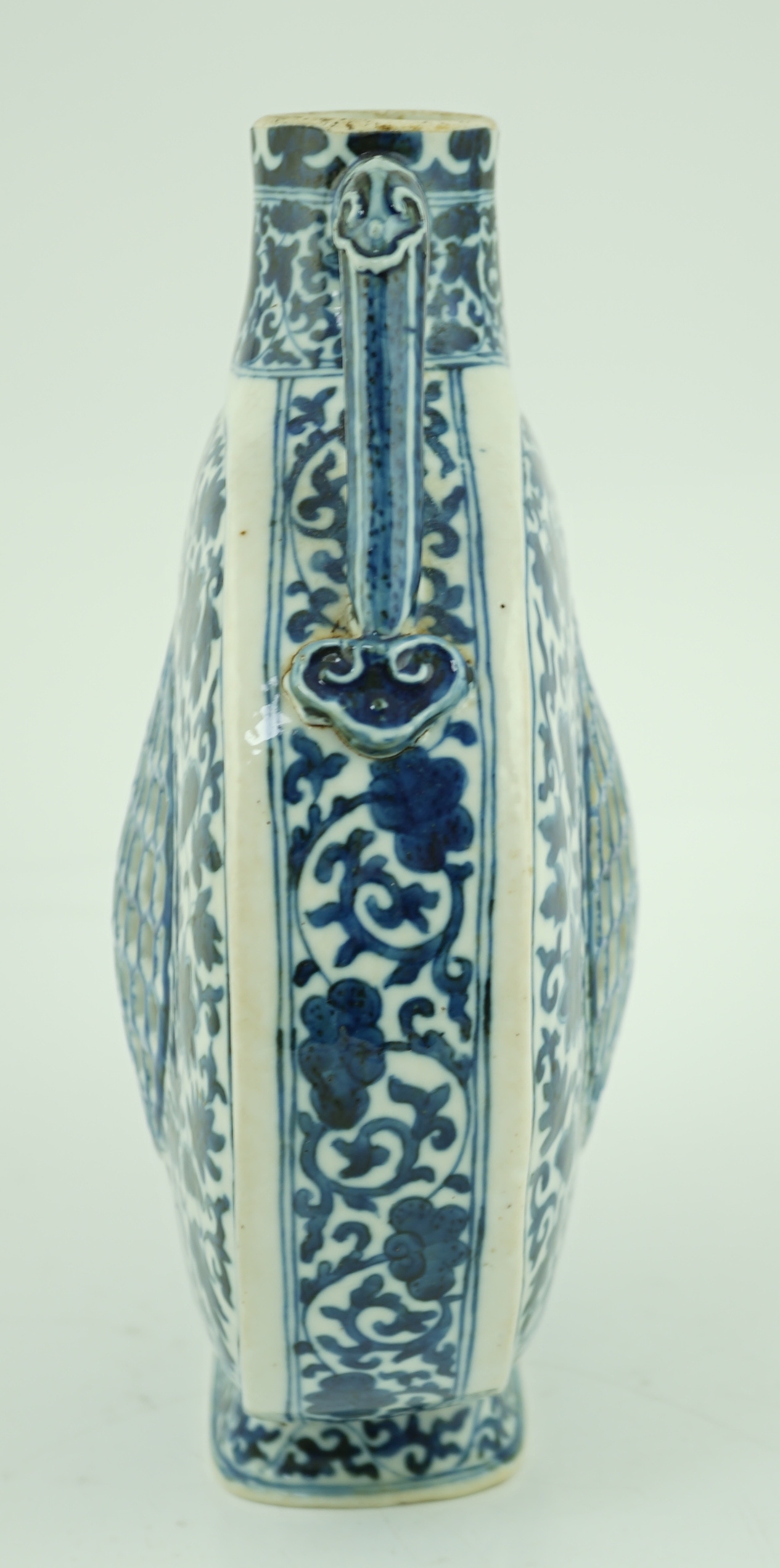 A Chinese blue and white moonflask, Daoguang six character mark and of the period, neck reduced